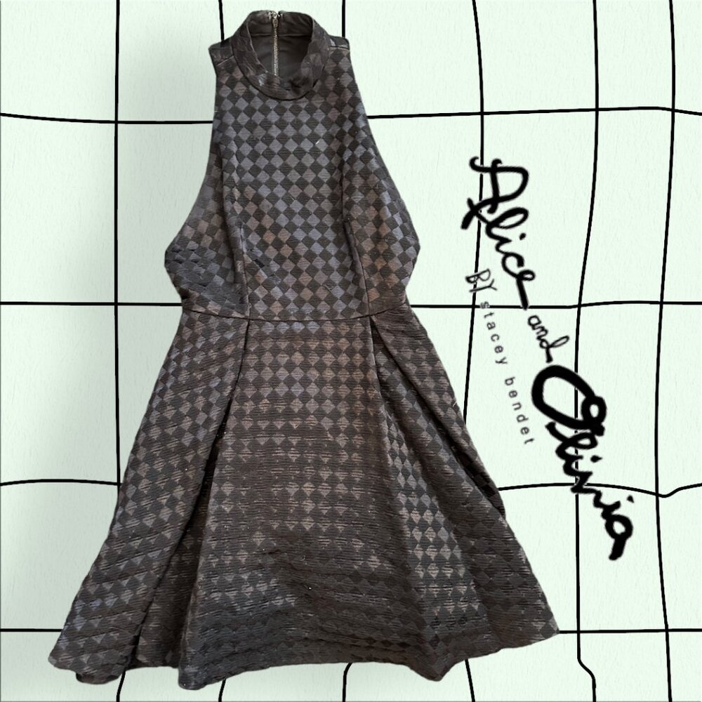 Alice & Olivia Jacquard Check Skater Cocktail Dress